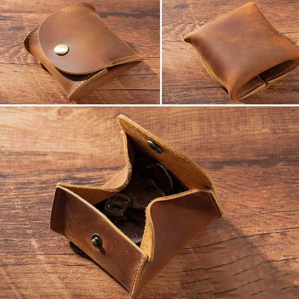 Leather Snap Closure Wallet Mini Coin Purse Money Bag Vintage Key Holder G250802