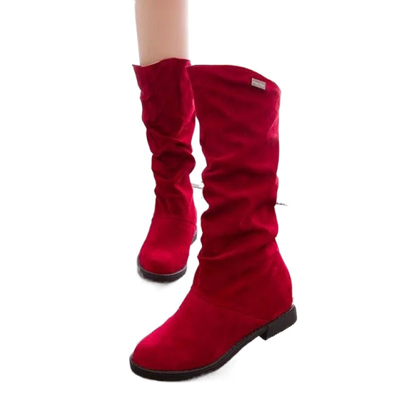 Versatile brushed women's inner height increasing boots, round toe mid heeled short boots, spring autumn winter Martin boots, British women'