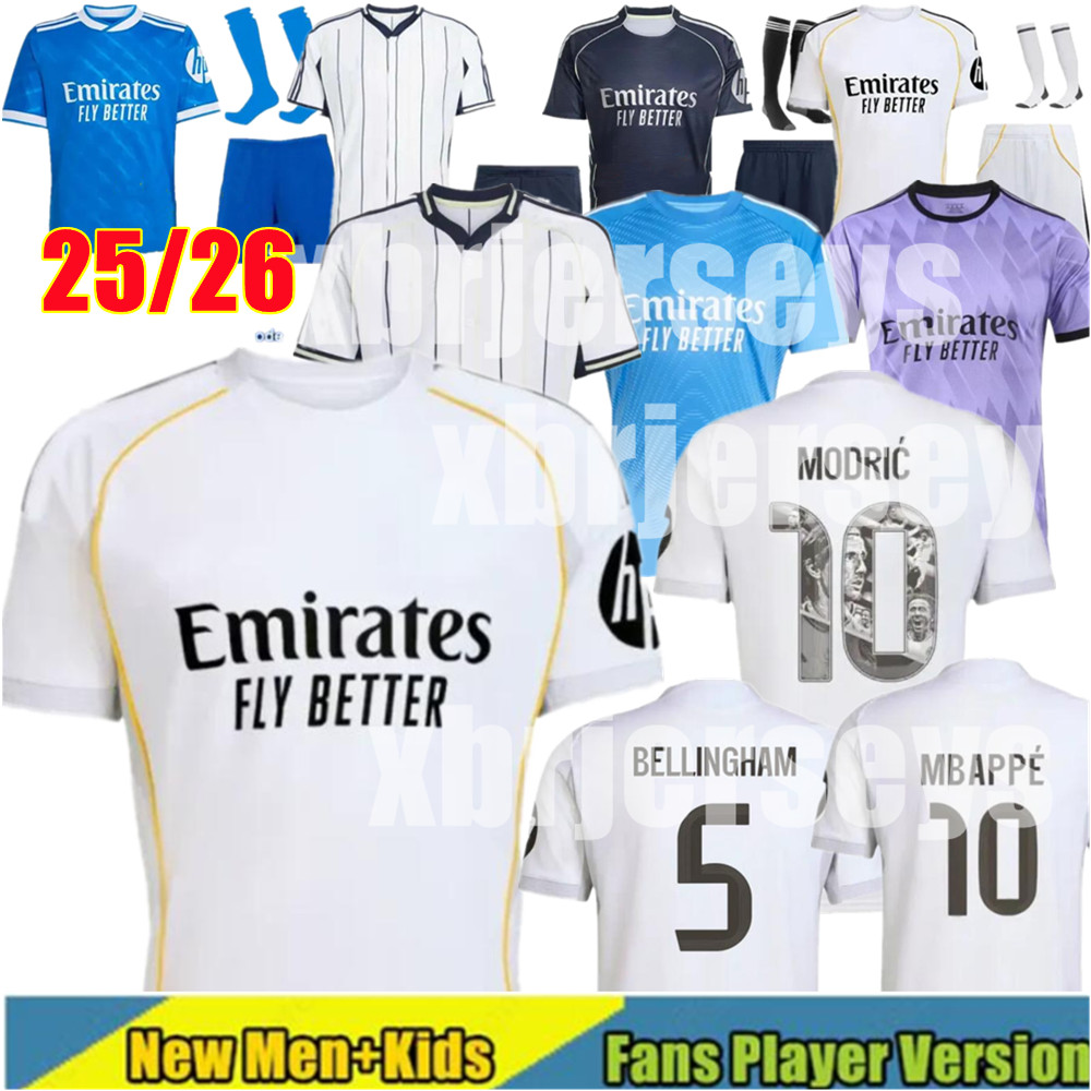 25 26 MBAPPE soccer jerseys HUIJSEN GONZALO BELLINGHAM football kit shirts VINI JR MODRIC CAMAVINGA RUDIGER TRENT camiseta de men kids kit set 2026 camisetas