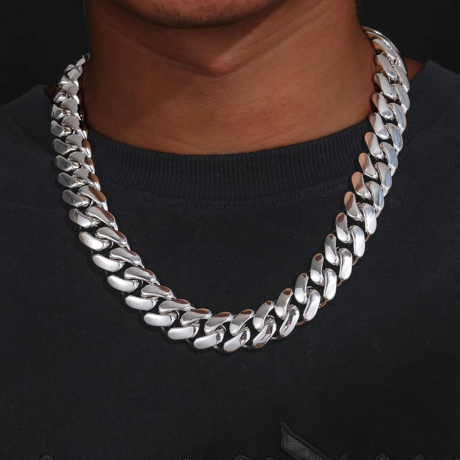12mm-20mm Plain Cuban Necklace No Stones Cuban Link Chain Brass 18K Gold Plated 5A CZ Cuban Chain for Men