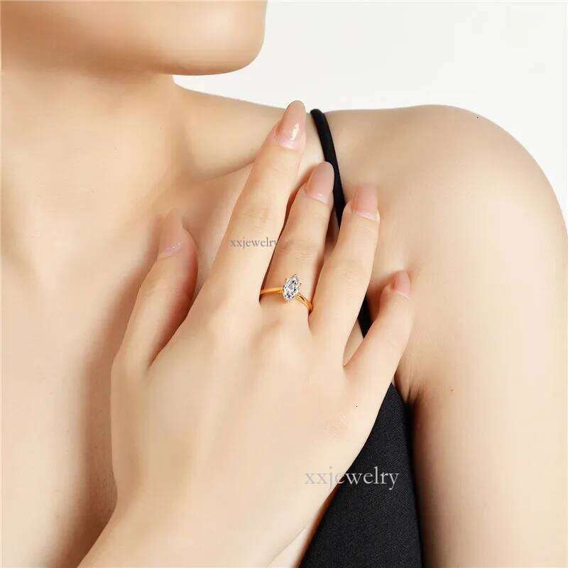 Cluster Rings Sier Original 1 Brilliant Cut Dia Test Past Marquise D Color Moissanite Wedding Ring For Women Gemstone Jewelry