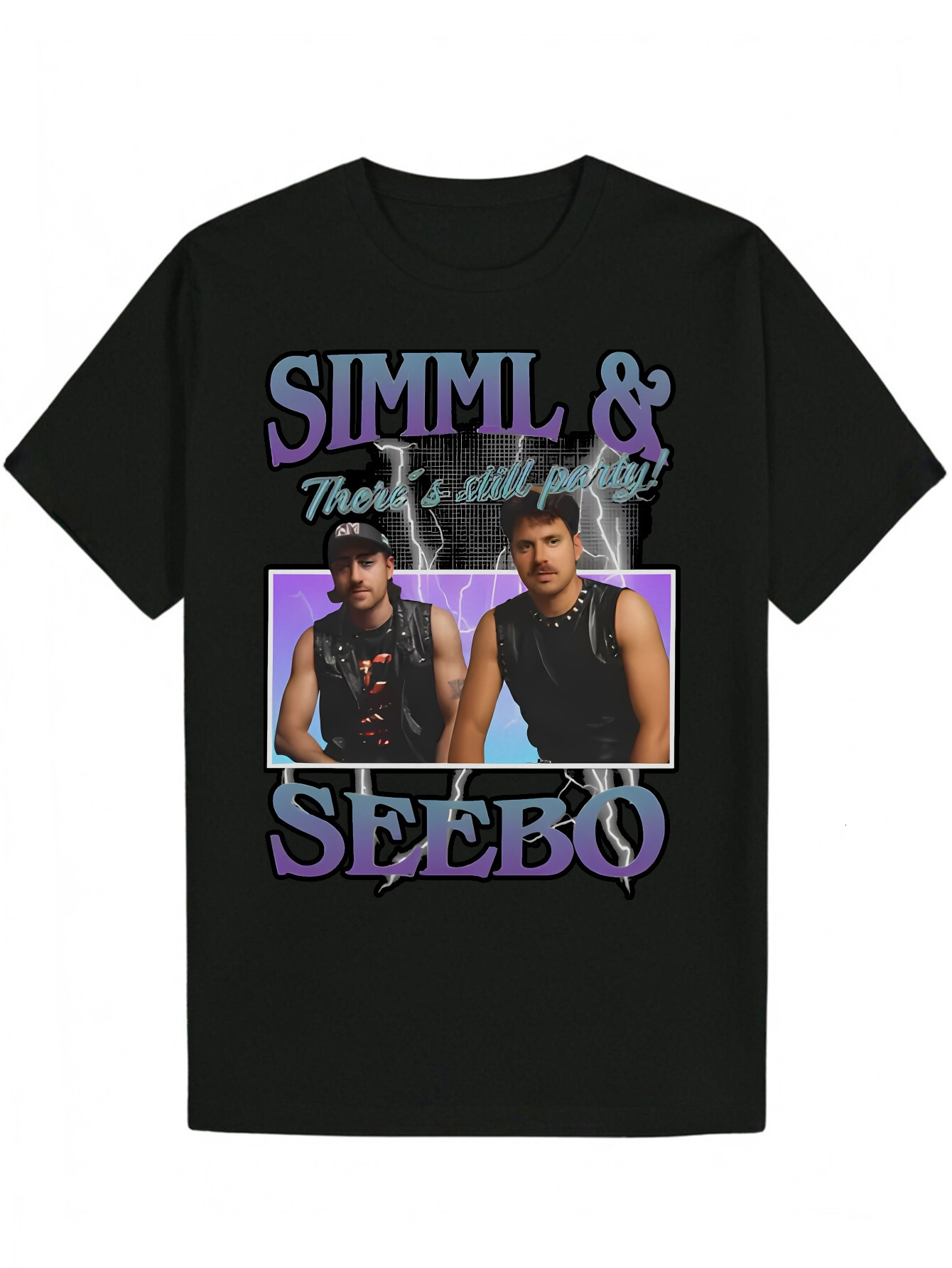 Polyester with "Simmer&SeeBo" Pattern Print - Round Neck, Short Sleeve, Regular Fit, Men's T-Shirt, Summer Casual Wear Playful Printed 