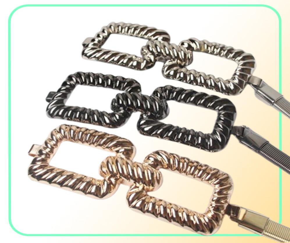 Belts Women039s Runway Fashion Elastic Metal Cummerbunds Female Dress Corsets Waistband Decoration Narrow Belt R31759841642