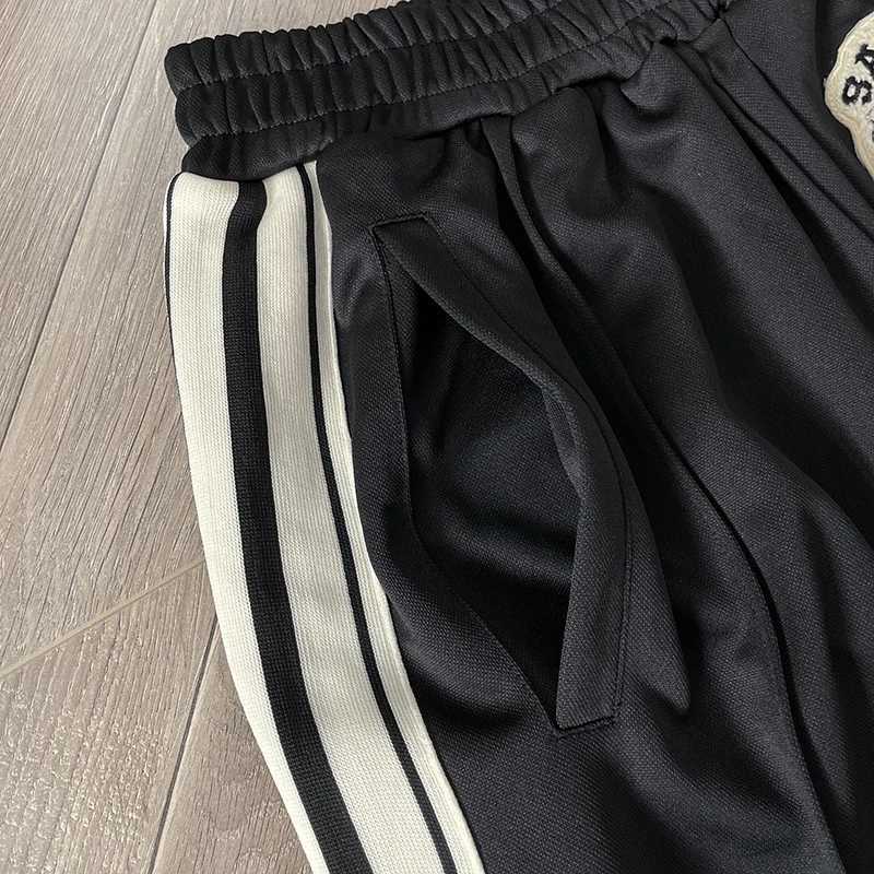 SAINT VANITY Embroidered Striped Track Pants Men Women High Quality Black Casual Leg Zipper Sweatpants Jogger Trousers GYM X250804