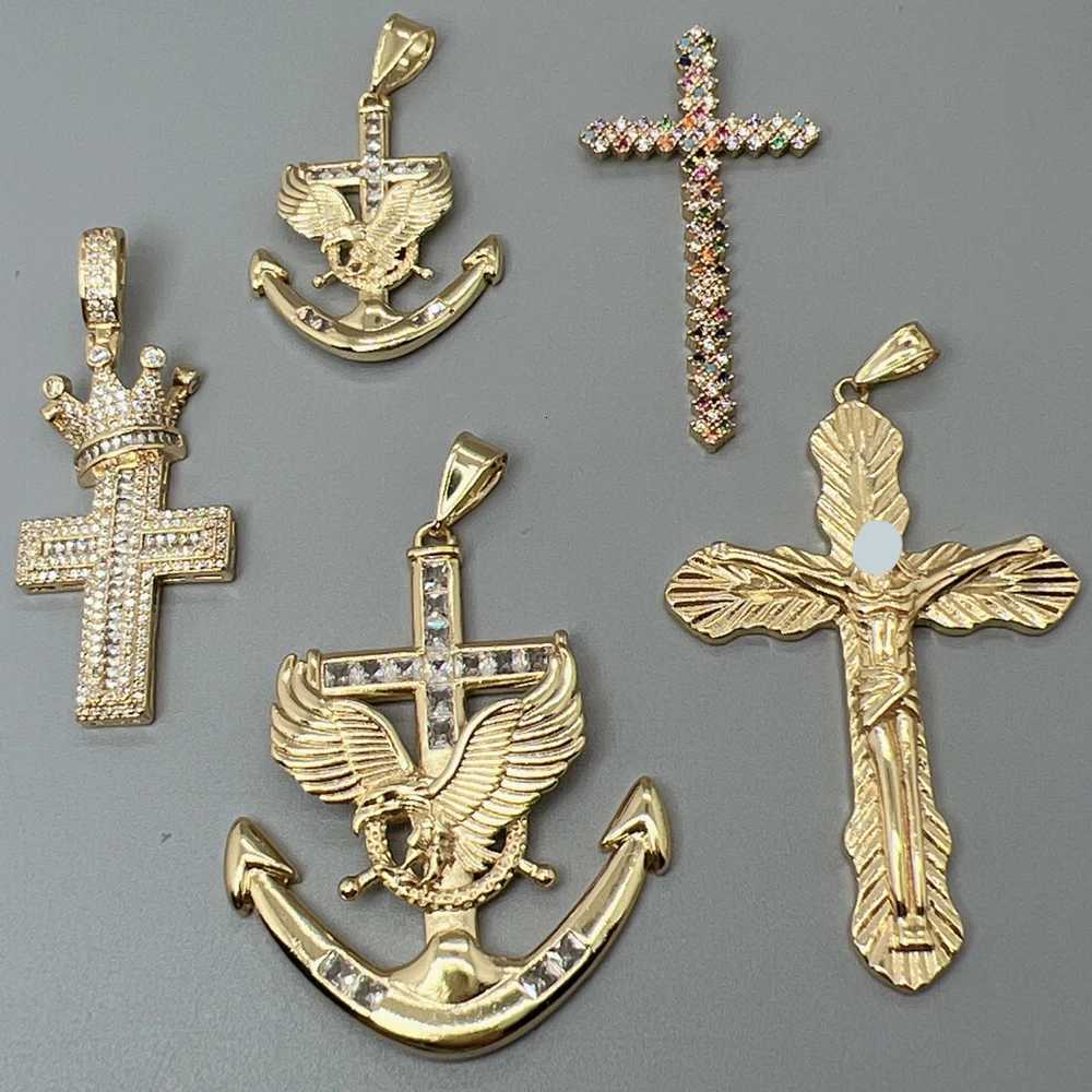 Exquisite Zircon Large Cross Pendants Women Man Jesus Eagle Charms For Jewelry Making Necklace Accessories G250802