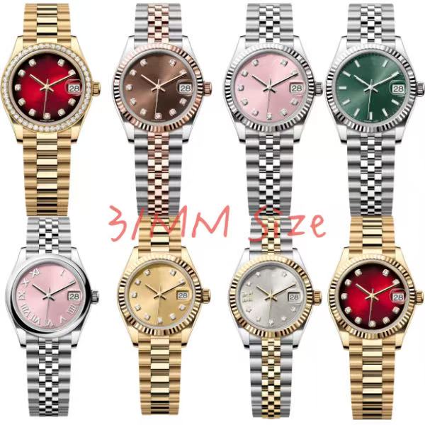 Luxury women watches high quality rose gold lady watch 31mm shell dial diamond mossanite bezel with box reloj orologio montre