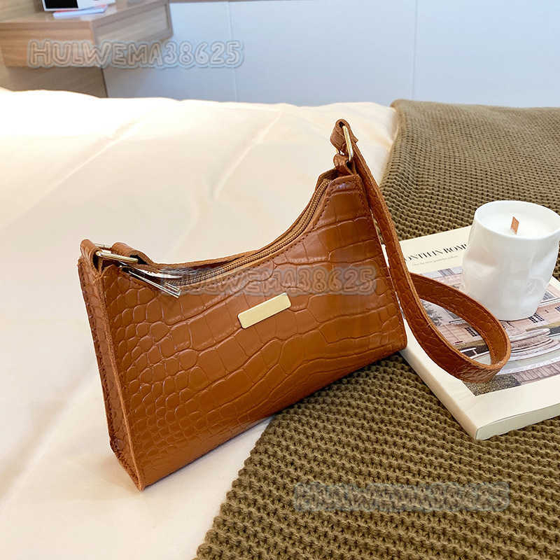 2025 New Womens Bag Underarm Shoulder Bag Fashionable Ladies Crocodile Pattern Small Square Bag H250804