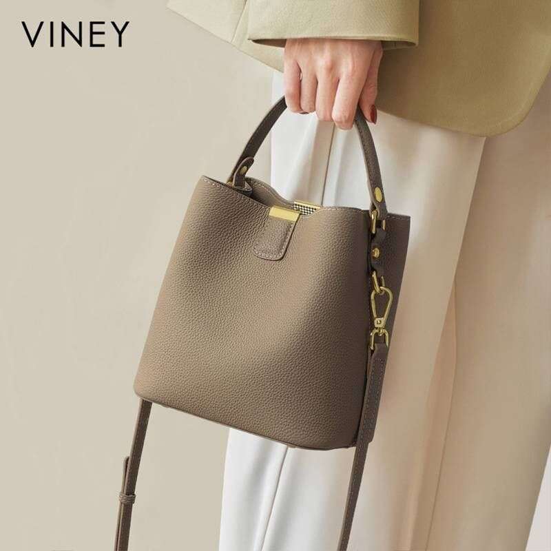 VINEY Bucket 2025 New Summer Messenger Genuine Leather Female High-end Commuter Bag Handbag