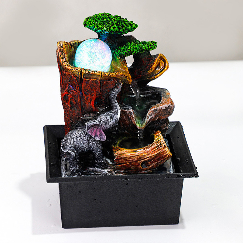 Creative Mini Desktop Ornaments Small Fountain Wealth-Attracting Waterwheel Flowing Water Landscape Decorations Business Festival Gifts 240830