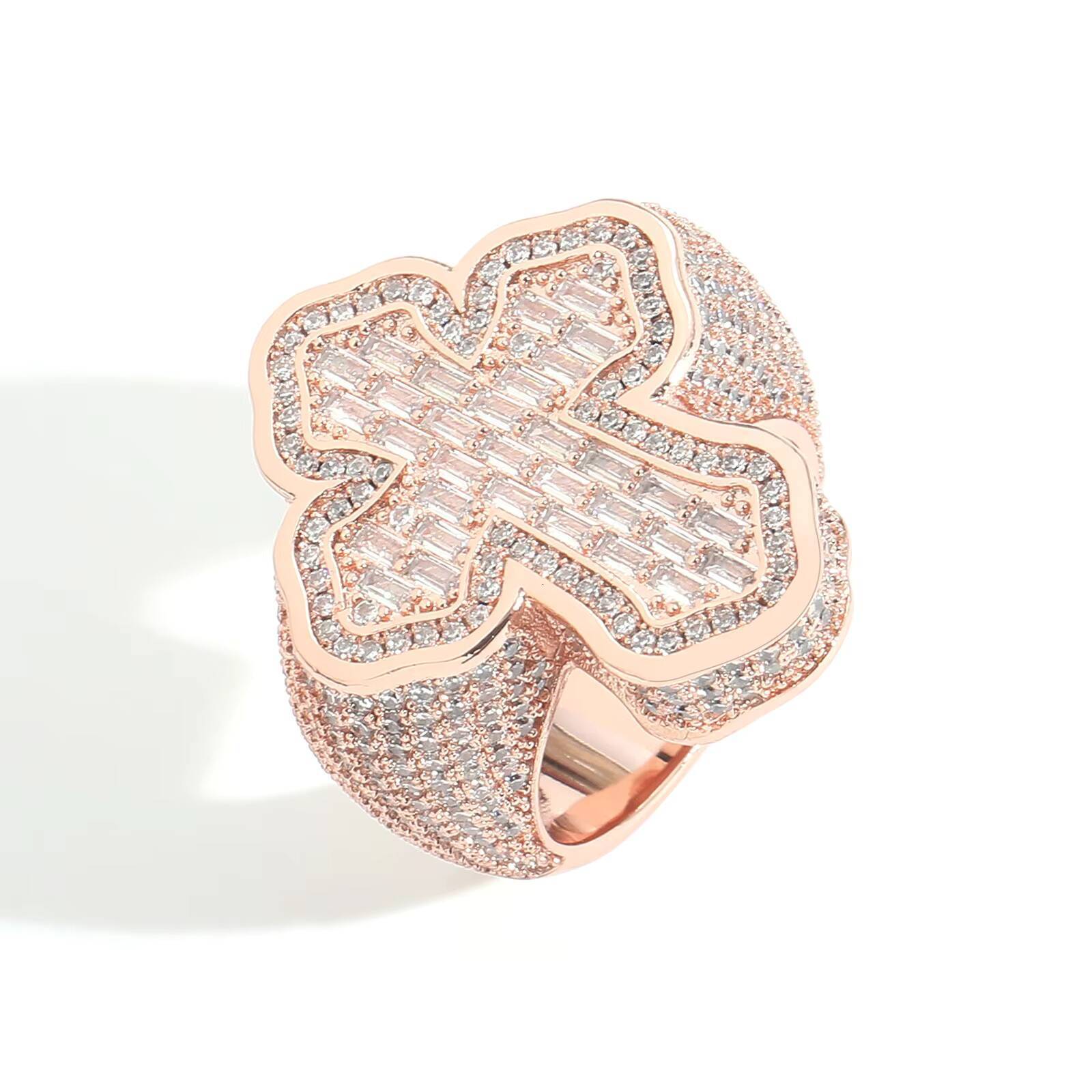 Hip Hop Rapper Ring Personalized Cross Rings Micro Set T-Square Zircon Mens Ring Fashion Jewelry