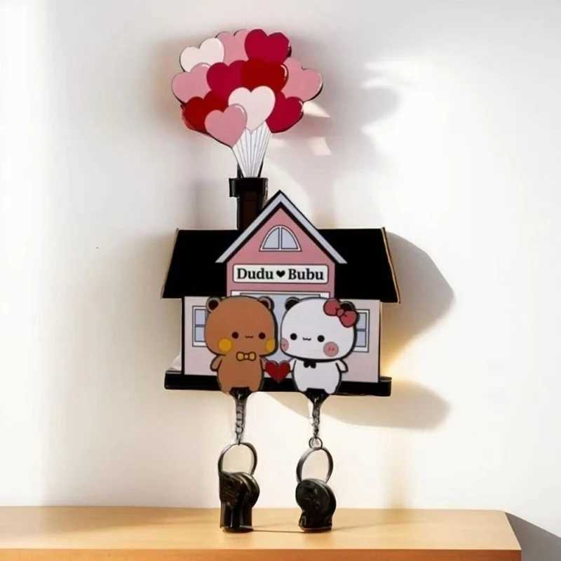 Wall Key Holder Panda Bubu And Dudu Acrylic Keychain Hanger Cartoon Backpack Charm Key Ring Pendant Accessory Couple Gift G250802