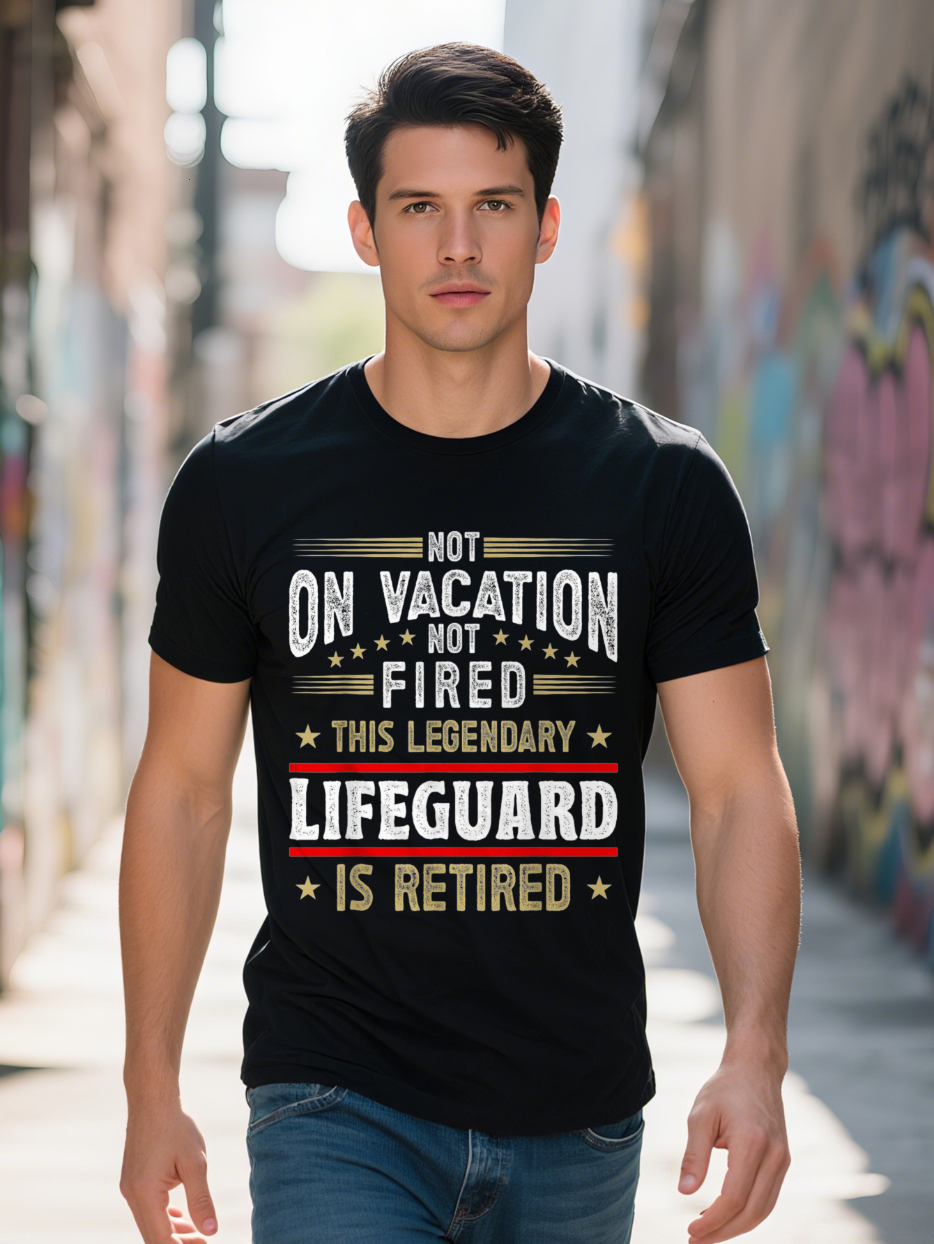 legendary Retired Lifeguard Men s T Shirt Casual Cotton Short Sleeve Crew Neck hine Washable b7272