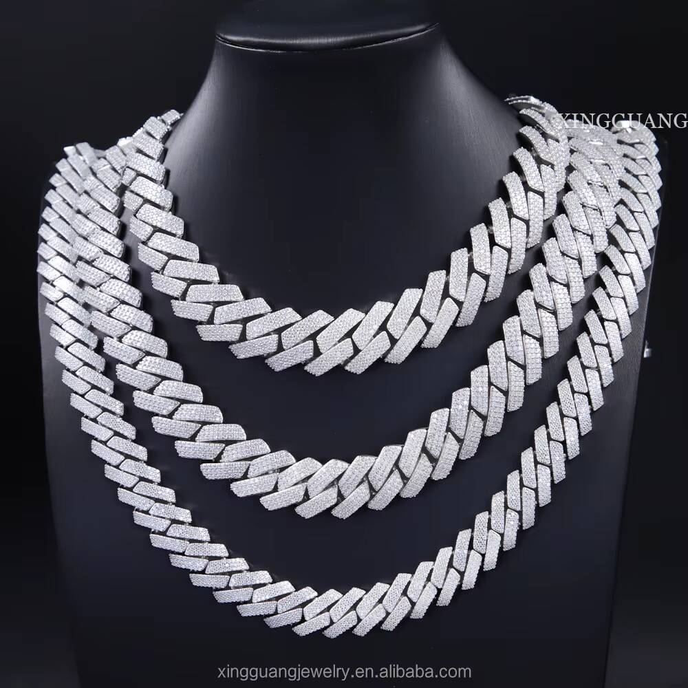 Pass Diamond Tester GRA Moissanite Diamond 6-20mm Width 925 Sterling Silver Cuban Link Chain for Rapper Hip Hop Necklace