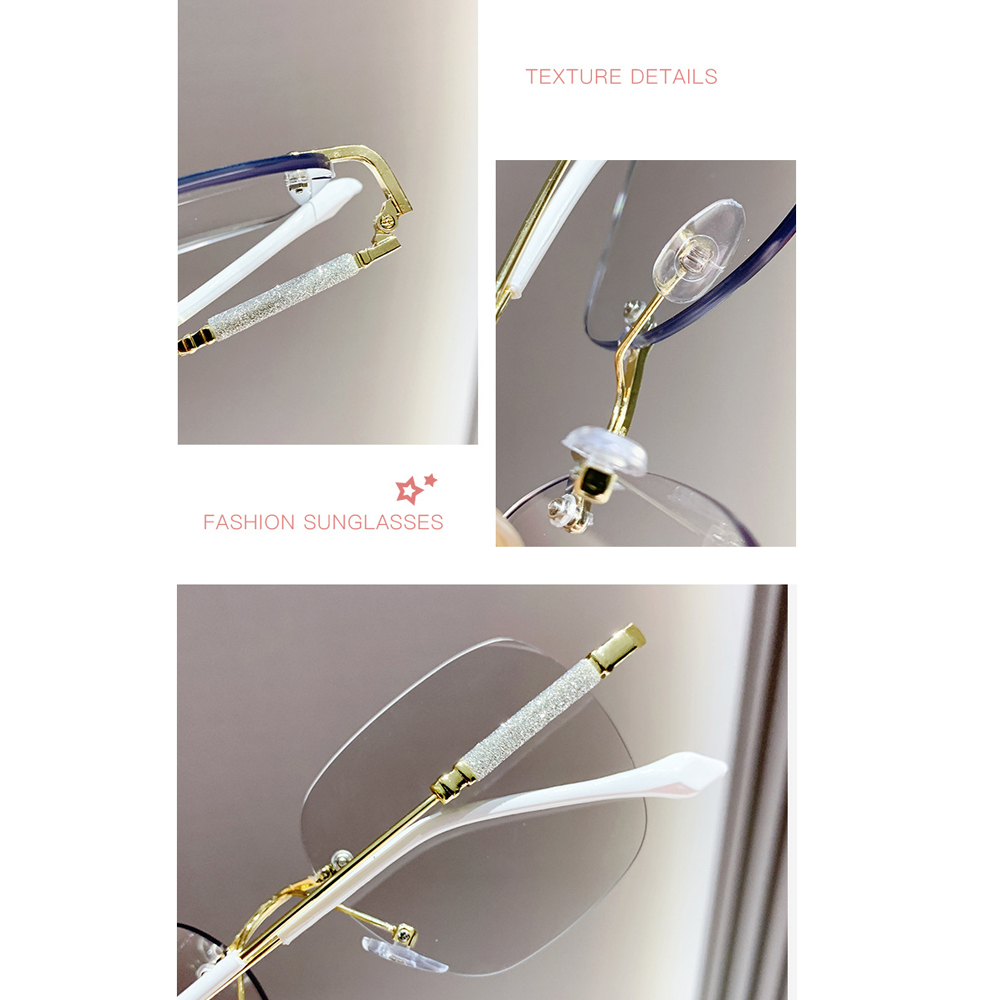 Rimless Photochromic Sunglasses for Women Men Lightweight Frameless UV Protection Eyewear