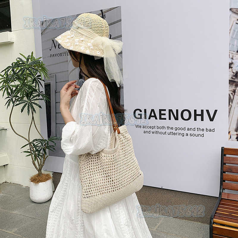 Woven Straw Bag for Women Large Capacity 2025 New Model Single Shoulder Commuter Beach Vacation Tote Bag H250804