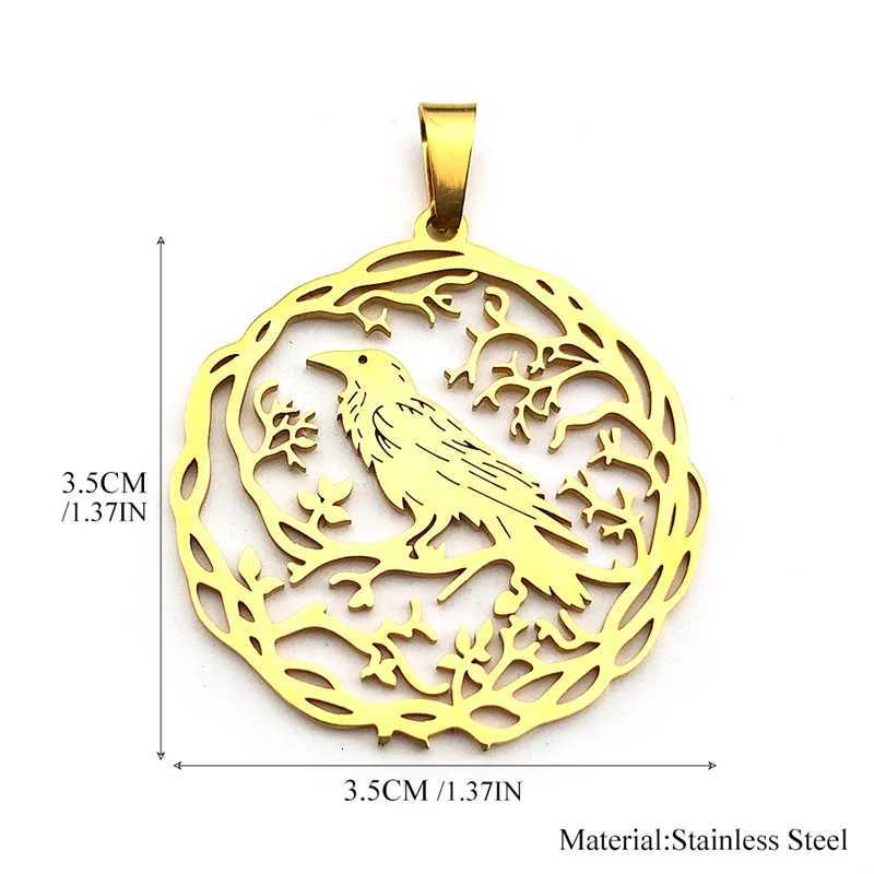 3Pcs Hollow Black Crow Charms for Women Men Stainless Steel Gold Silver Color Tree of Life Love Pendants Jewelry Making G250802