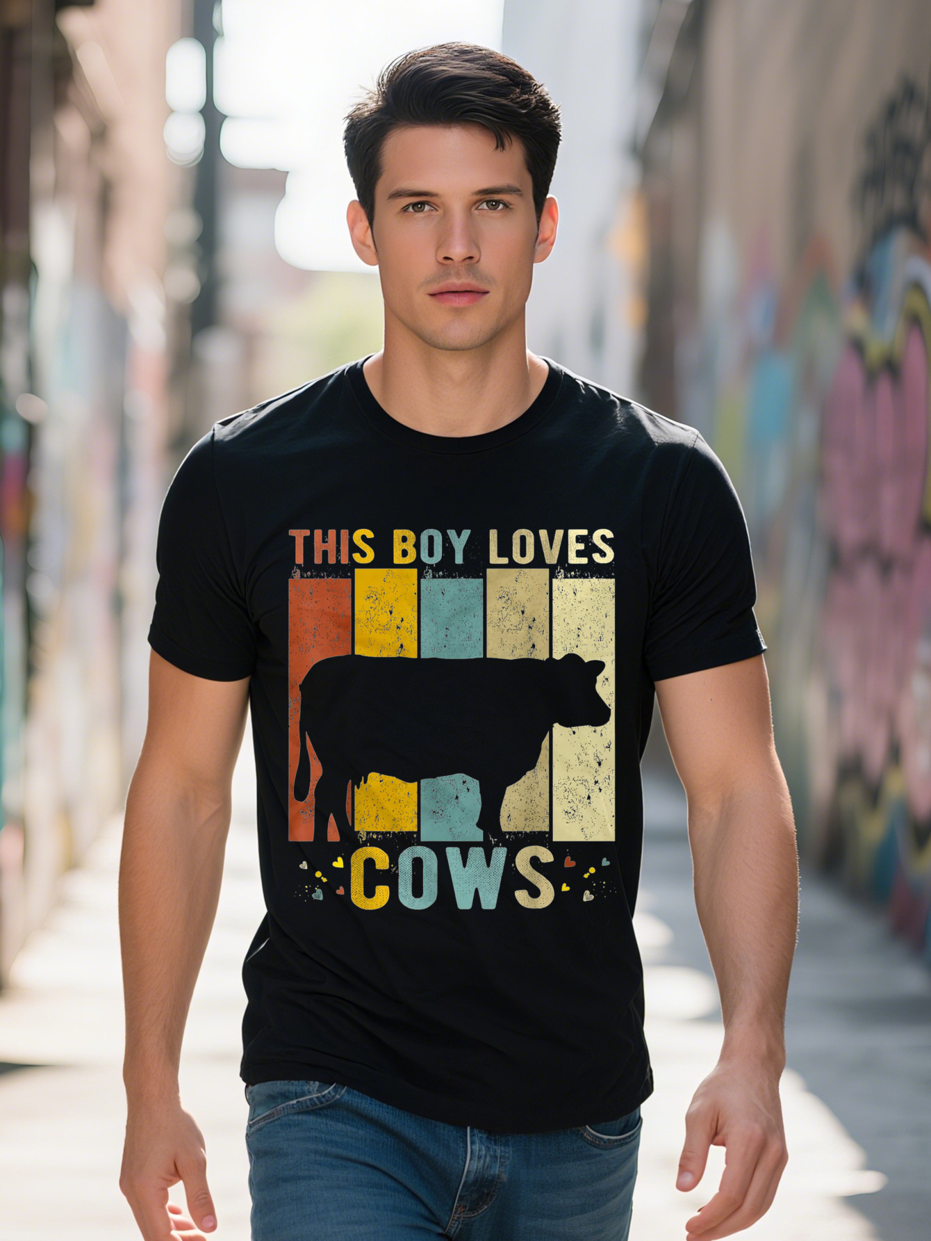 Men's T-shirt Cotton This Boy Loves Cows Boys Cow T Shirt e678f