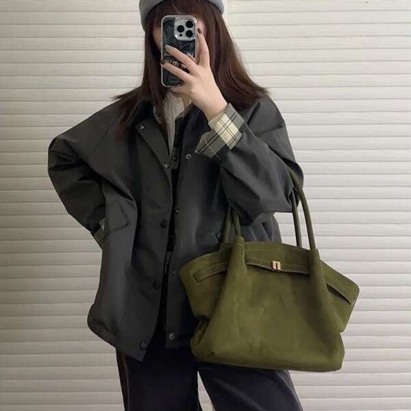 Large Capacity Olive Green Niche Handbag Tote New Autumn Winter Matte Dumpling Commuter Shoulder Bag