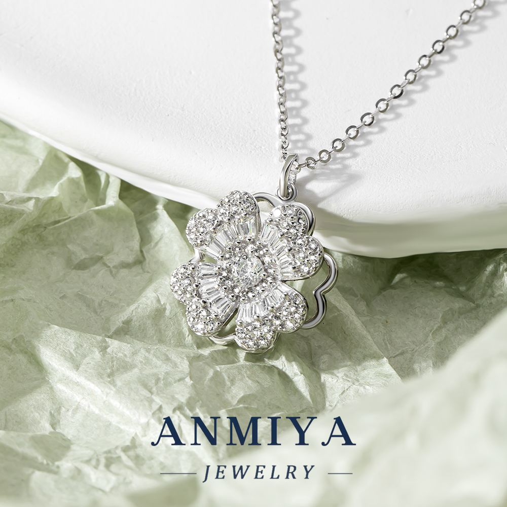Jewelry Wholesale Hot Flower 925 Sterling Silver Shell Zirconia Necklace Women Bridal Fine Jewelry Sets