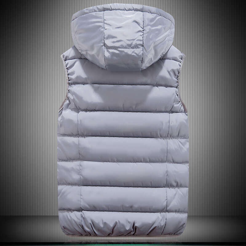 New Warm Cotton Vest For Men In Autumn And Winter, Detachable Hat, Short Student Work Clothes, Vest, Shoulder, Oversized