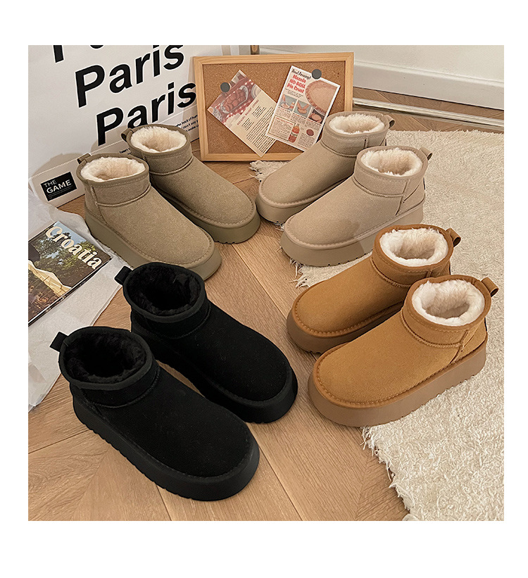 Free Shipping Women's Platform Anti-Slip Snow Boots 2025 Fall Winter New Design Fur-Lined Thick Warm Cotton Boots Brown Black