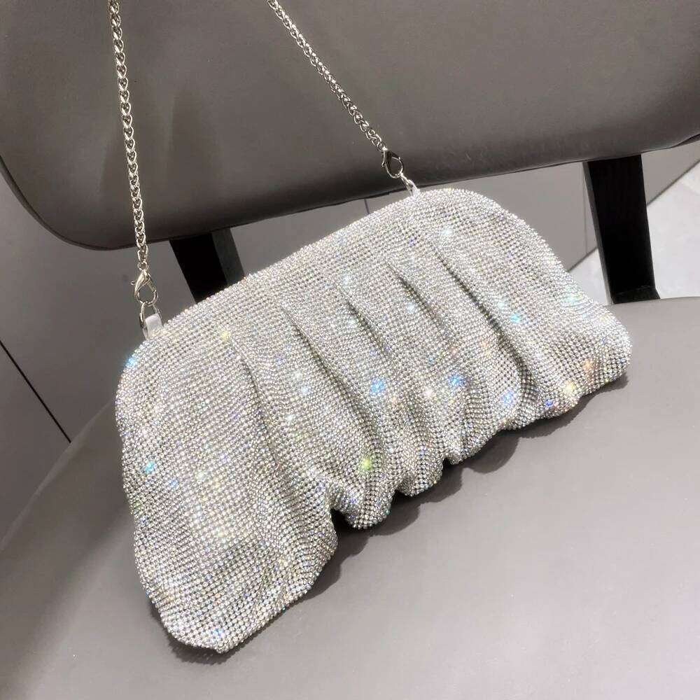 Shiny Rhinestones Handmade Evening Clutch Bags New Folds Purses And Handbags Designer Wedding Party High Quality