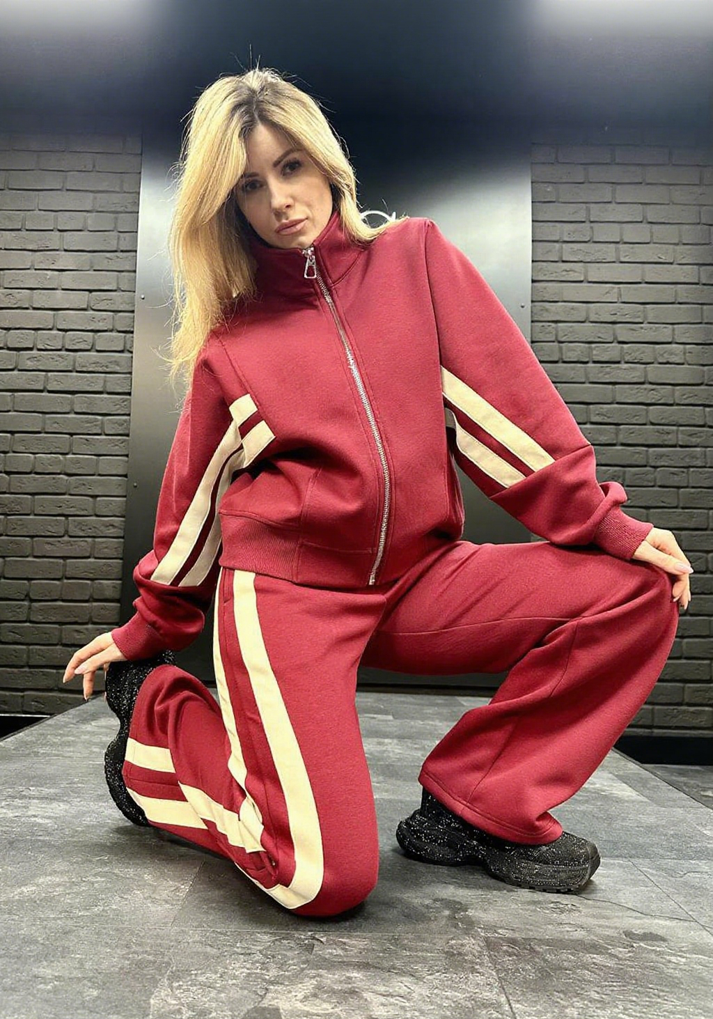 Women's Tracksuits Striped Zipper Coat Sweatpants Two Piece Set Women Casual Batwing Sleeve Sports Jacket Outfits Autumn Winter Sweatshirt