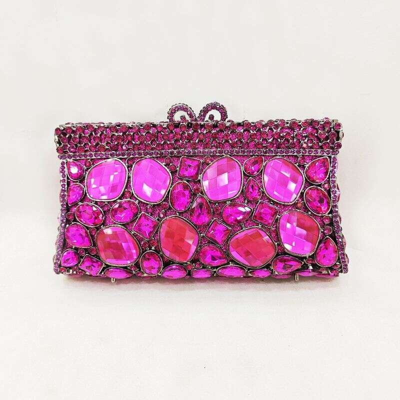 Crystal Full Of Dias Large Gemstones Hollow Rhinestones Clutch Shoulder Evening Chain Women's Bag