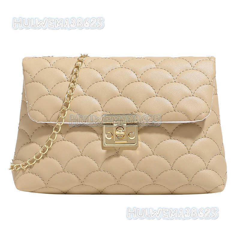 2025 New Simple and Elegant Chain Small Square Bag Shell Embroidered Shoulder Phone Bag H250804