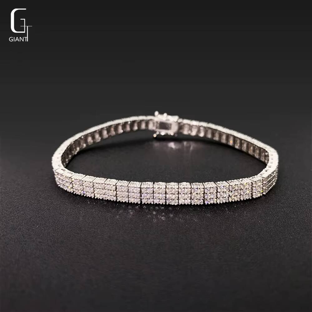 New Arrival 3 Rows Moissanite Tennis Bracelets White Gold Plated Hip Hop Fine Jewelry 925 Silver Diamond Tennis Chain Bracelets
