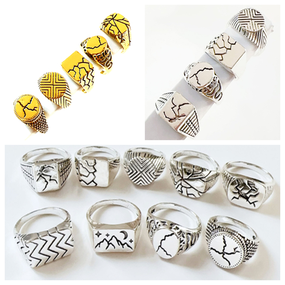 Wholesale New 50pcs Crack Metal Ring Silver Gold plated Punk Style Rings For Men Wmen