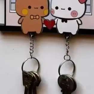 Wall Key Holder Panda Bubu And Dudu Acrylic Keychain Hanger Cartoon Backpack Charm Key Ring Pendant Accessory Couple Gift G250802