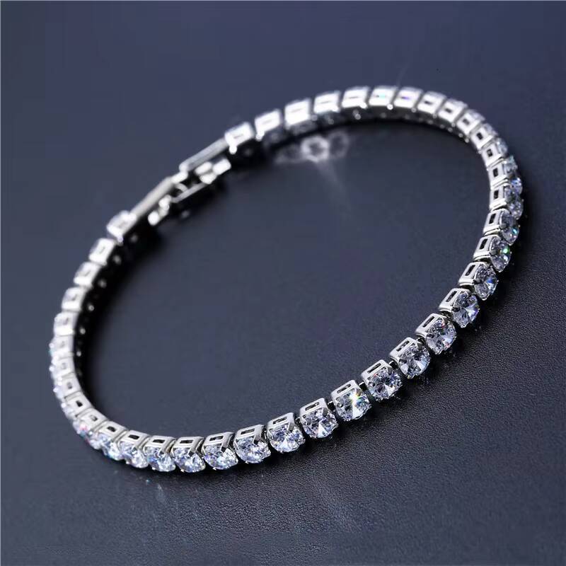 Luxury 4mm Womens Tennis Bracelet Gold Silver Plated Cubic Zirconia Iced out Crystal Diamond Chain Fashion Charm Jewelry