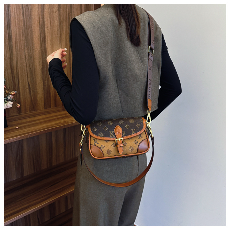 Women's bag new temperament, splicing print niche explosive versatile wallet punch-free shoulder strap fashionable shoulder bag2025