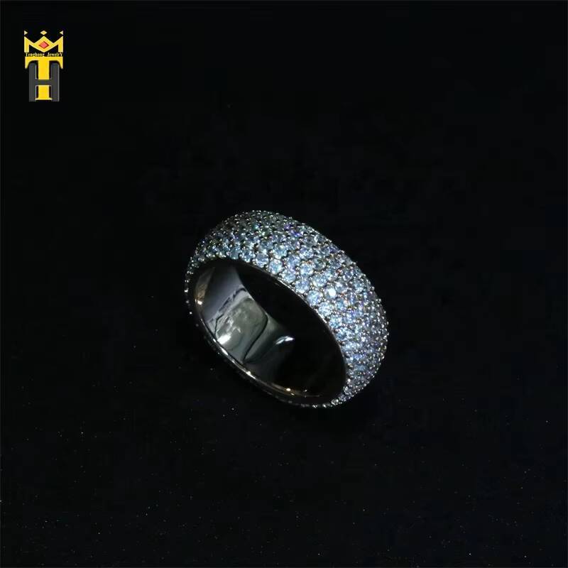 Wholesale Fashion Hip Hop Icedout Gemstone Bling Jewelry Mens Silver Rings