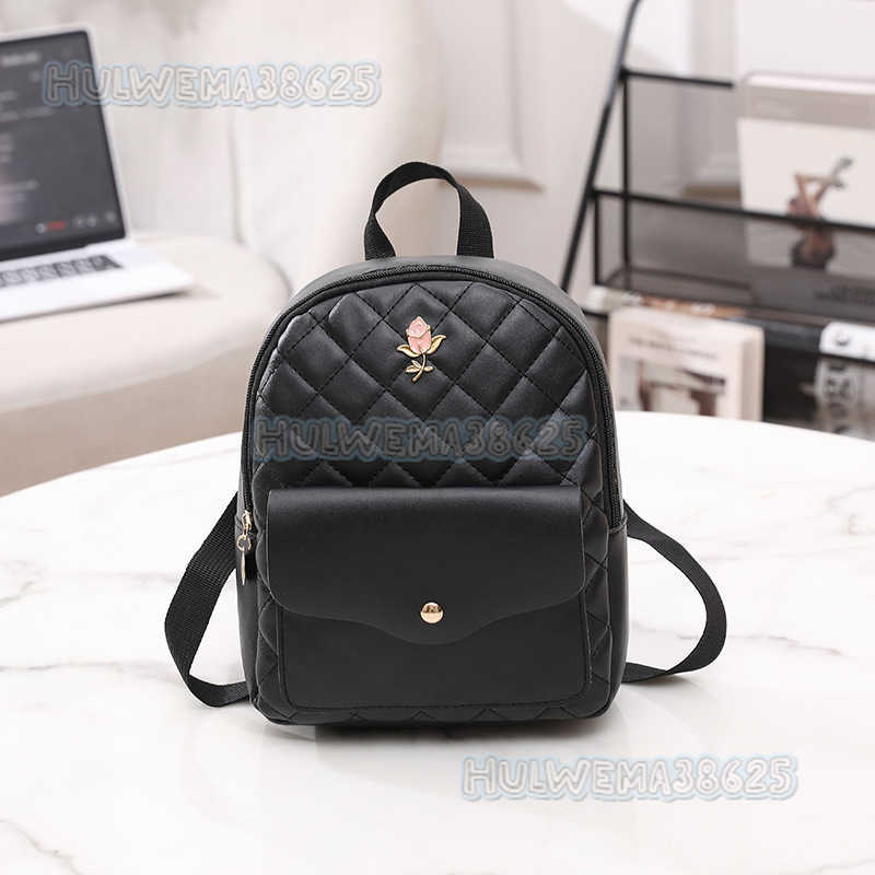 2025 Fashion Womens Bag Casual Quilted Small Backpack Handbag Shoulder Bag Rose Decoration Double Shoulder Bag H250804