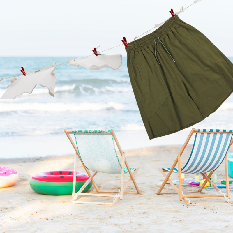 Men's Summer Shorts with Elastic Waistband & Tie Design - Solid Color Customizable