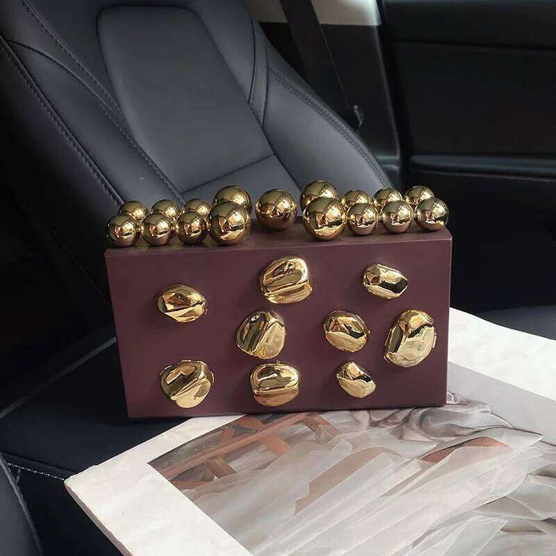 Fashion Metal Rivets Women Evening Clutch Shoulder Bag Wedding Purse Party Crossbody Day Box Date Girl