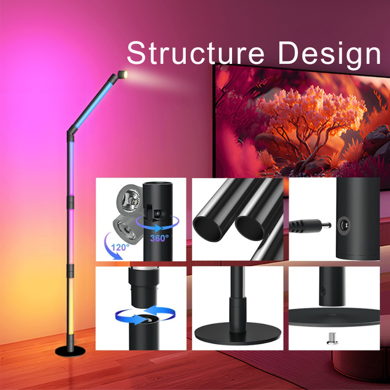 Sophisticated Minimalist Lighting Solution: Versatile Floor Lantern Adds Warm Glow Bluetooth version - flexible bending HCP204