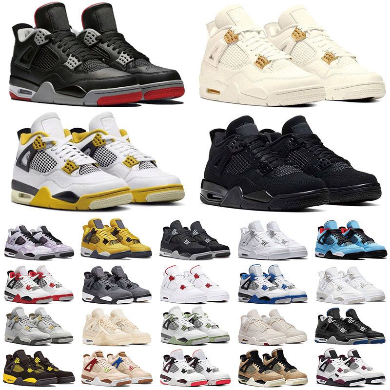Designer 4s 4 basketball shoes Black Cat Metallic Gold Military White Bred ReimaginedSail Red Cement Thunder Oreo Cool Grey University Blue Pine Green Seafoam