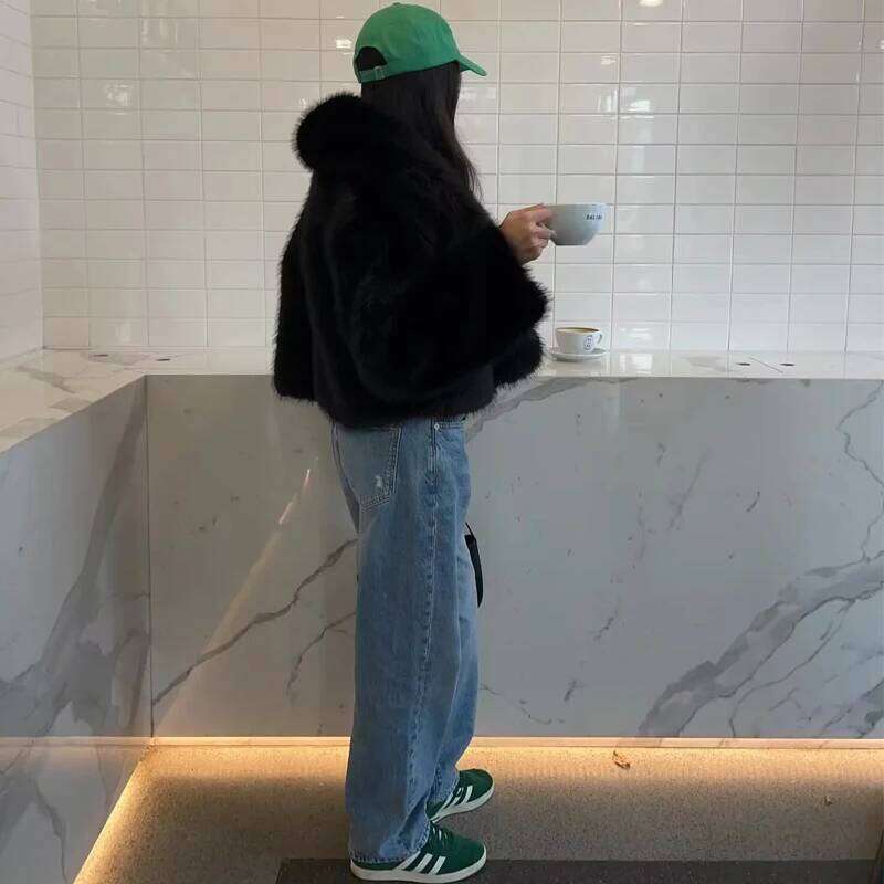 hoodie hoodie Black Faux Fur Coat for Women Autumn Winter Plush and Jackets Streetwear Outerwears Long Sleeve Warm Womens Coats jacket jacket