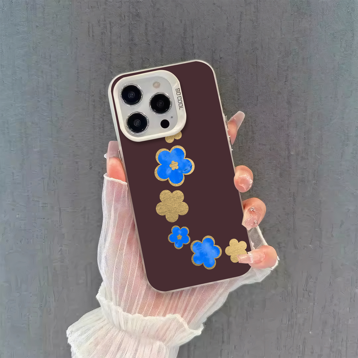 Blue and Gold Flowersfor iPhone 16/16 Pro/16 Plus/16 Pro Max 15/14/13/12/11/x/xs/xr/xs max,Shopping Festival