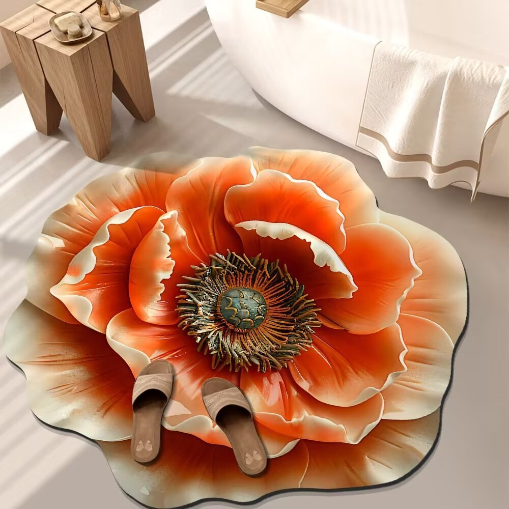 New Chinese Style Washbasin Round Bathroom Water Absorbent Dirt Resistant Non-Slip Mat Foot Pad H260226