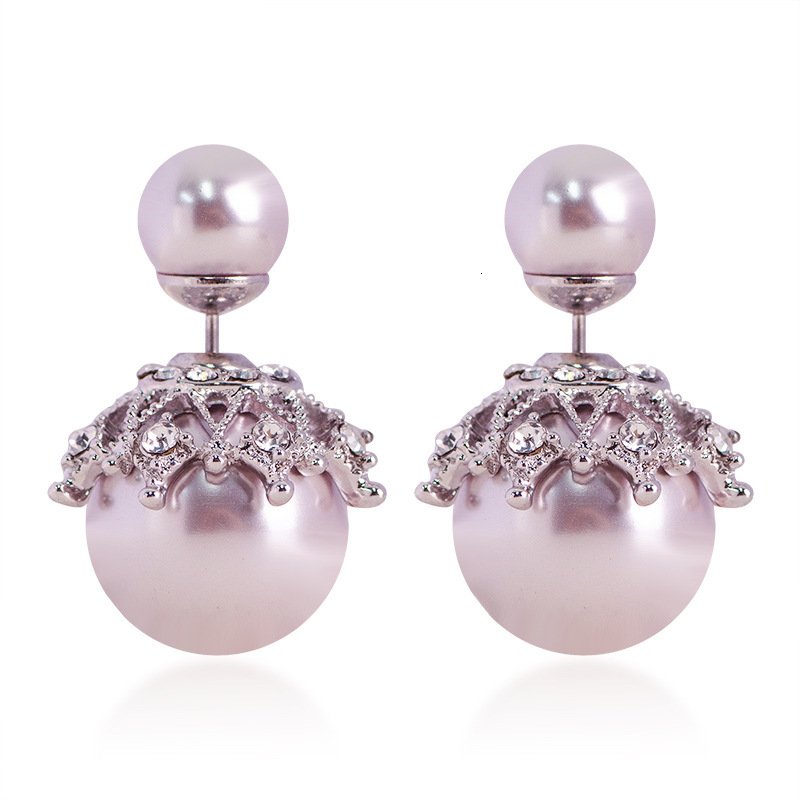 French Exquisite Socialite Double-Sided Pearl for Women High-End Light Elegant Style Sier Needle Earrings