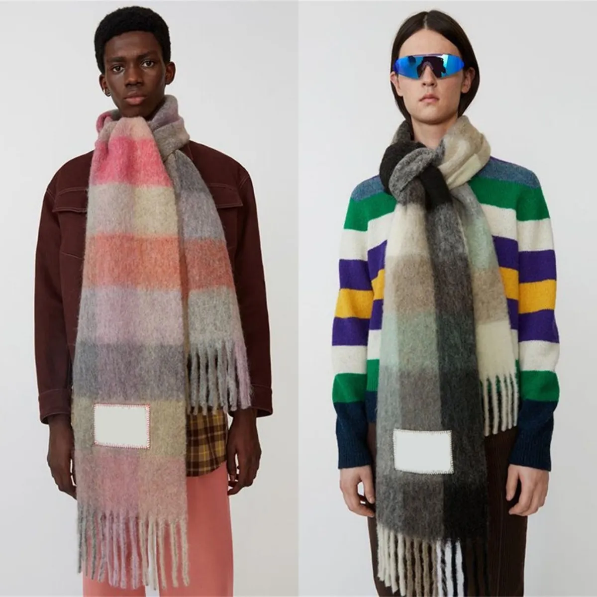 Designer Wool Double Sided Large Letter silk scarf For Men Women Silken Scarf Scarves Top Quality Silk Color-blocking Fringed Edges Size 240cmX40cm