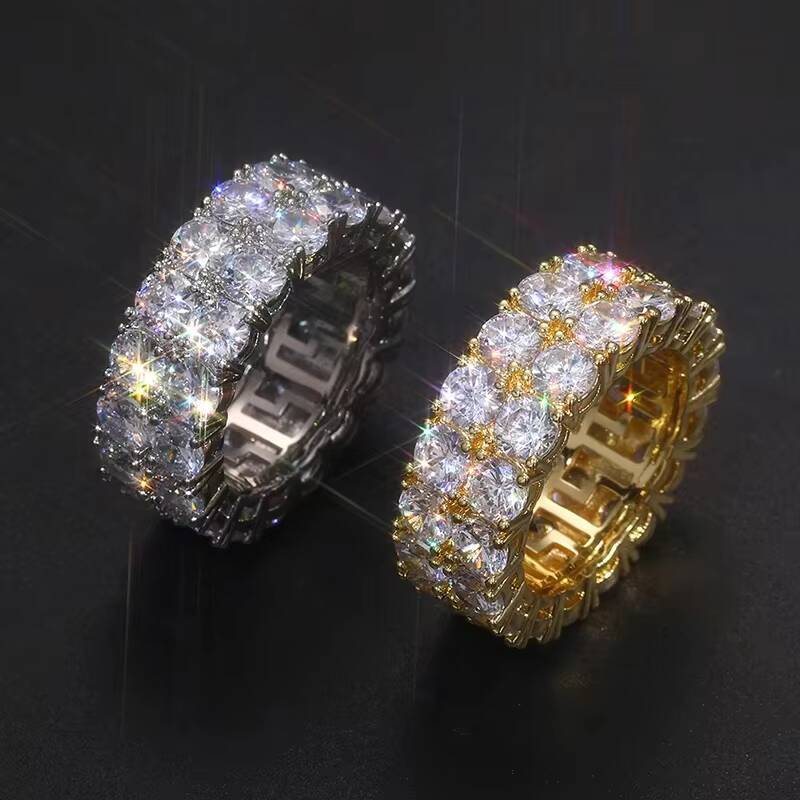Rapper Rock Hip Hop High Quality Moissanite Luxury Iced Out Gold Plated Cuban Rings For Men