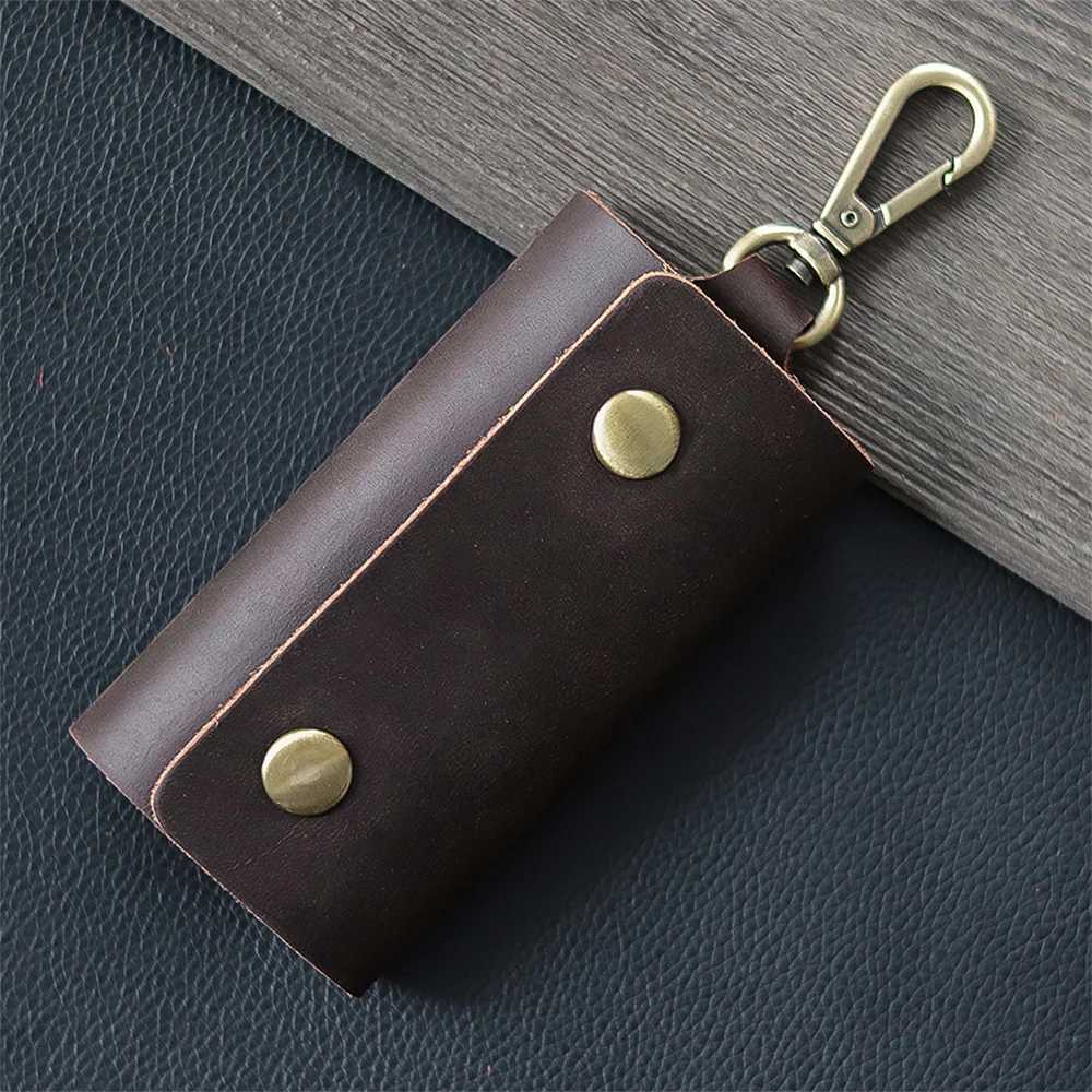 100% Genuine Leather Multi-function Key Bag High Quality Crazy Horse Leather Key Pouch Unisex Leather Business Gift G250802