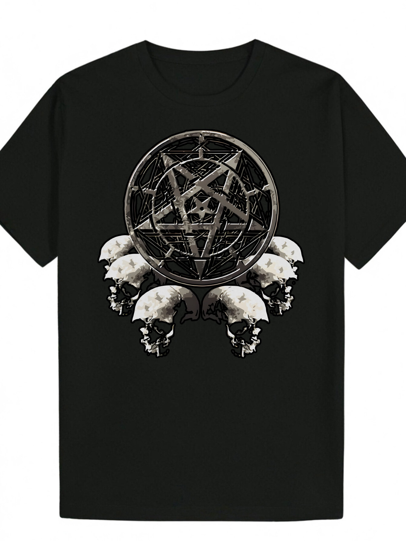 Men's Summer Casual Round Neck Polyester Printed T-Shirt d126f