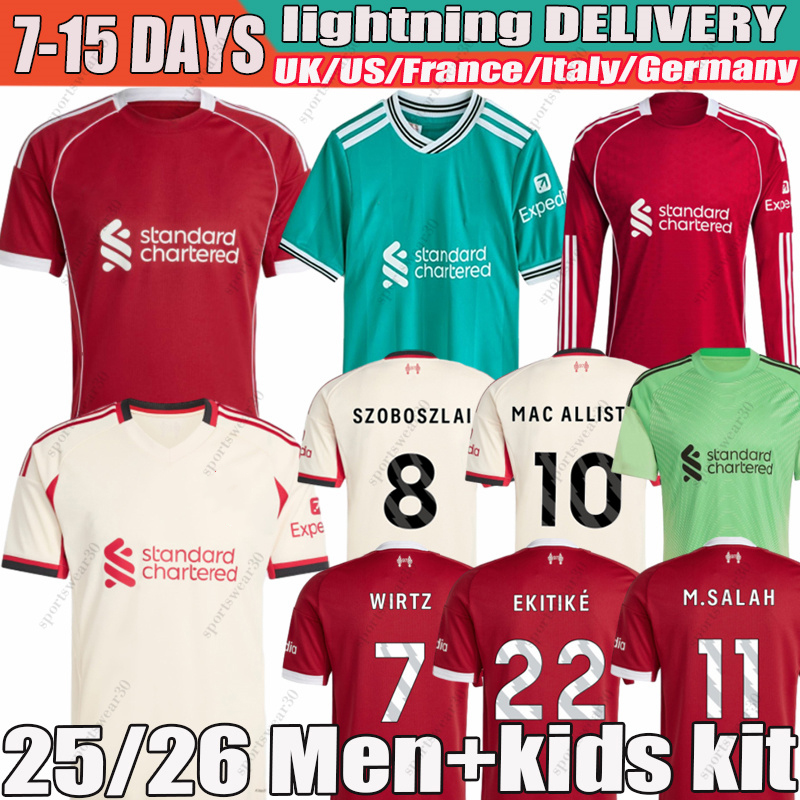 25 26 WIRTZ SALAH jersey Long sleeves Ekitike MAC ALLISTER Kerkez GAKPO SZOBOSZLAI soccer jerseys Goalkeeper 2025 football shirt Mens Kids Kit sock Full sets