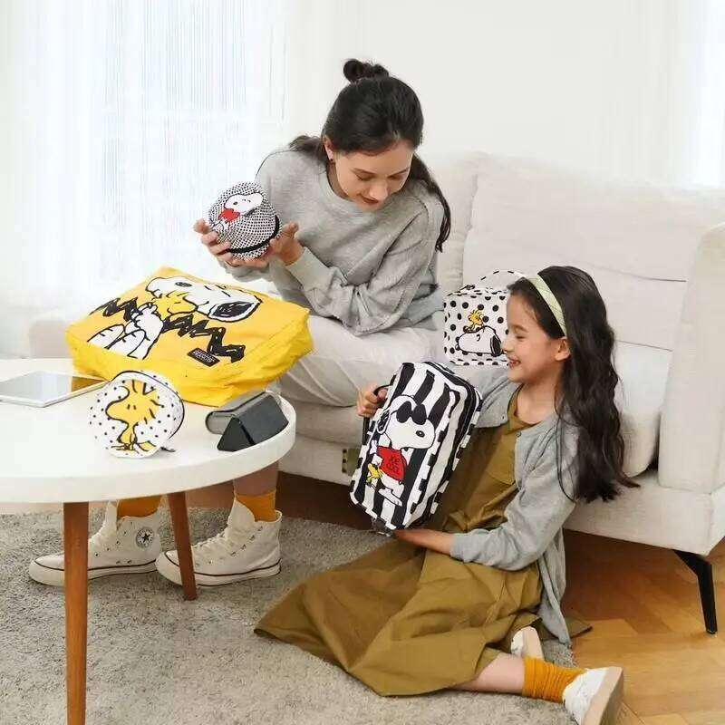 Cartoon Printed Polka Dot Dog Zipper Travel Storage Set Five Piece Yellow Cute Portable Toiletry Bag Gift